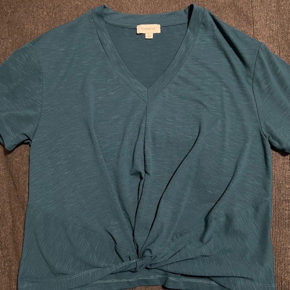 Evereve Teal Knot-Front V-Neck Tee - Picture 2 of 4